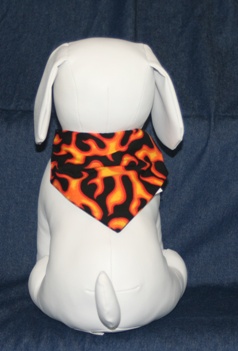 Stuffed Dog modeling "Hot Dog" Flames Bandana