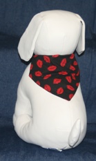 Stuffed Dog modeling Lovely Lips Bandana