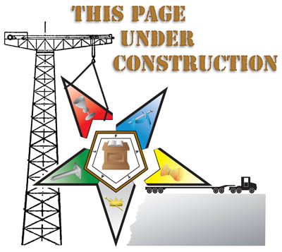 Crane and flatbed truck constructing Eastern Star Logo
